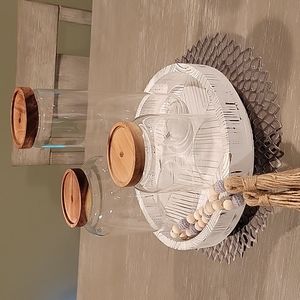 3 Glass Jars with Lids and Tassel